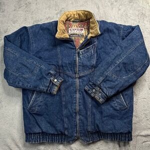 Stone Canyon Members Only Denim Bomber Jacket Blue Corduroy Collar Vintage 1X
